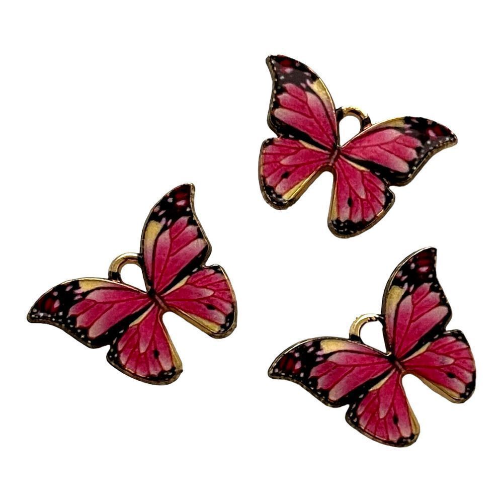 10 pcs Charms Gold Pink Black Butterfly Butterflies 22x15mm Bead Drop Pendants